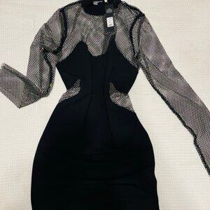 Rhinestone Black Mini Dress